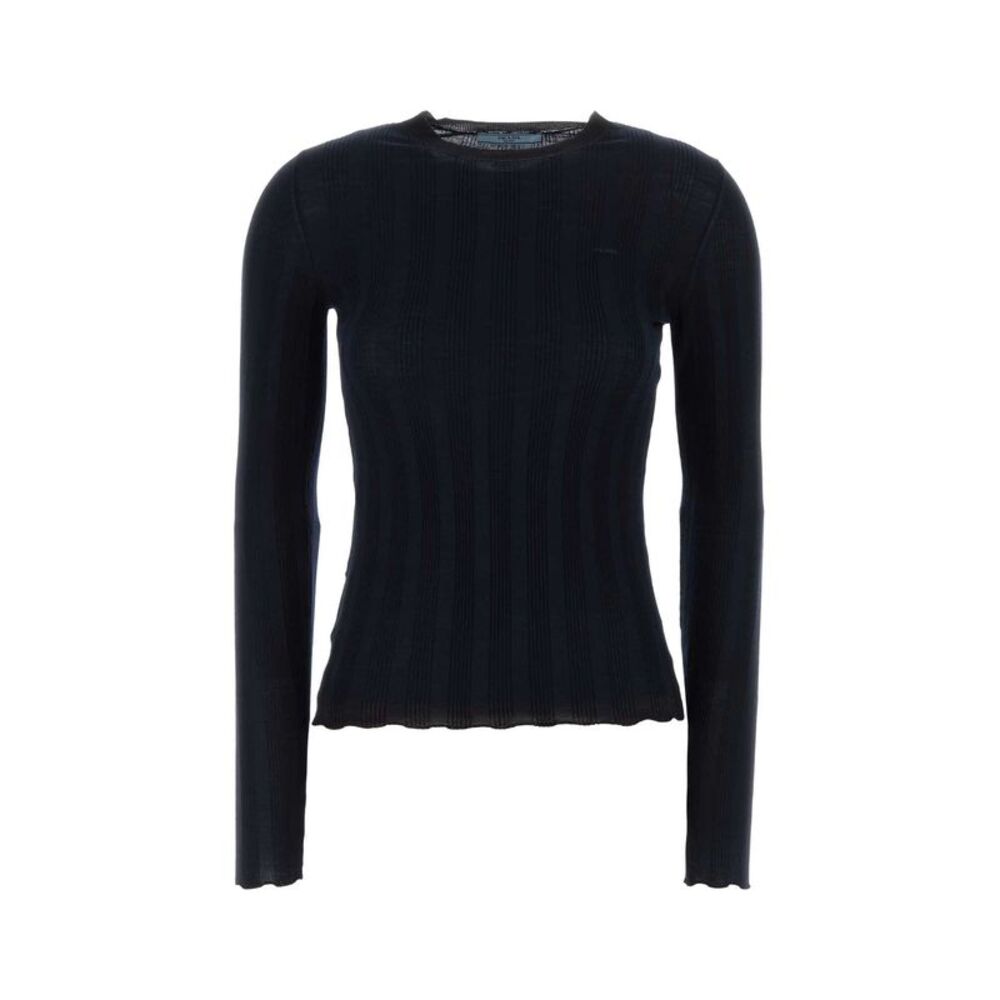 Prada Women Dark Blue Wool Blend Sweater